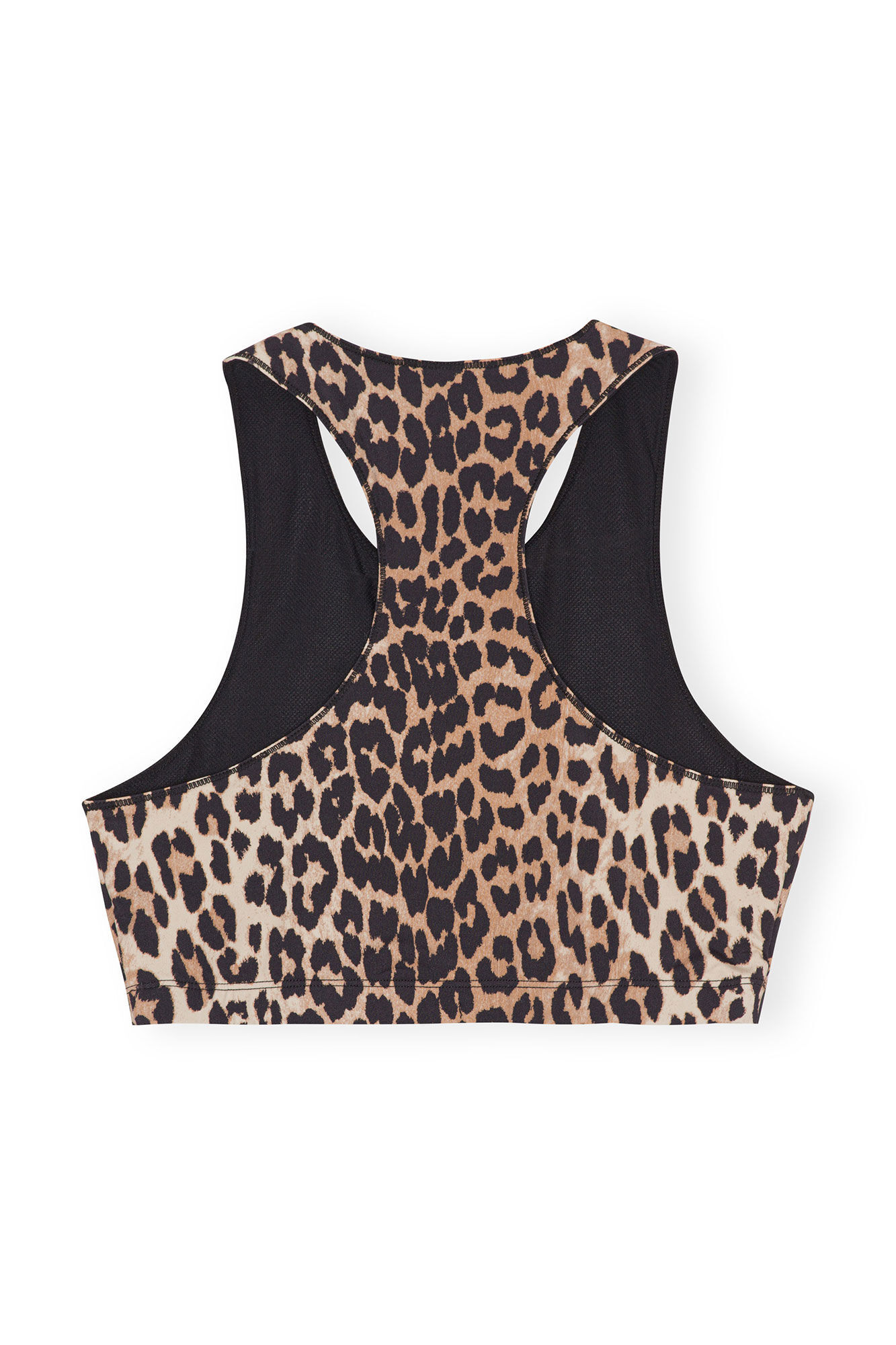 Ganni Leopard-print Zip-up Crop Top In Black