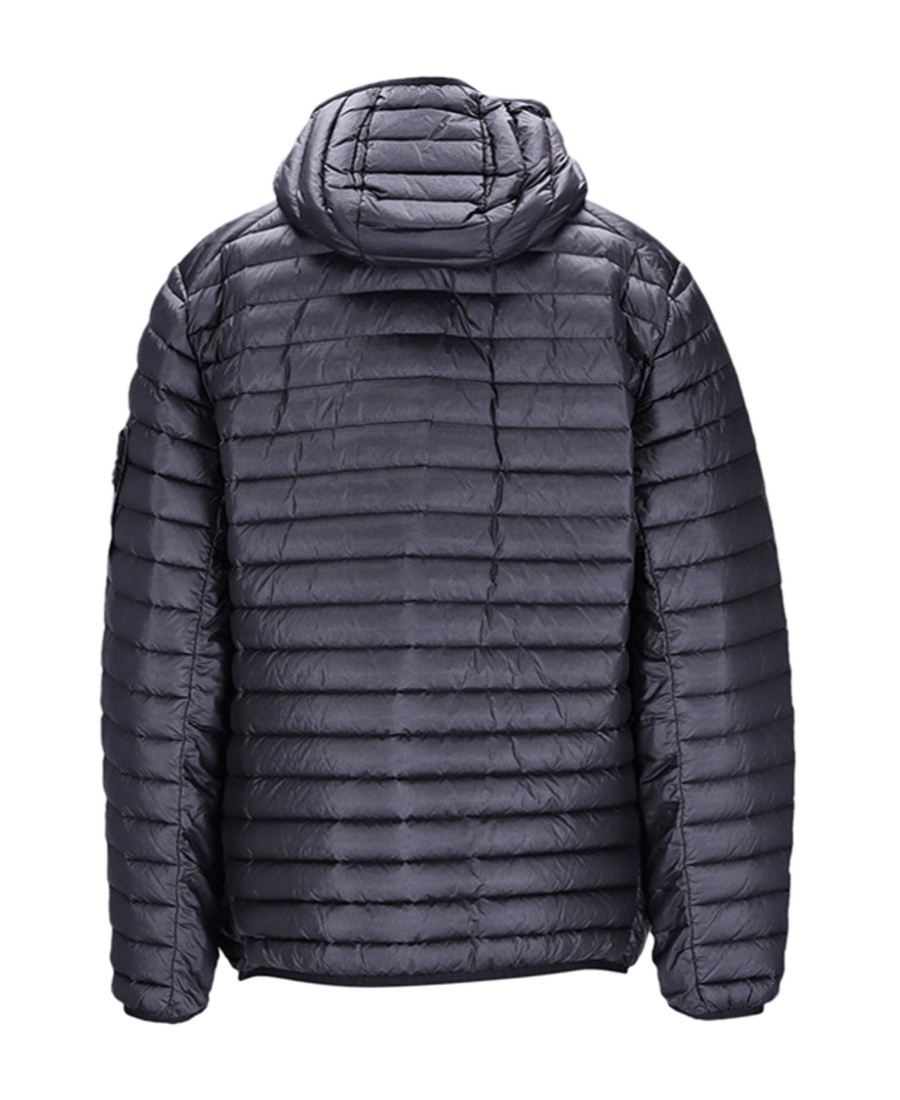 Stone Island Compass-patch Hooded Padded Jacket In Blue