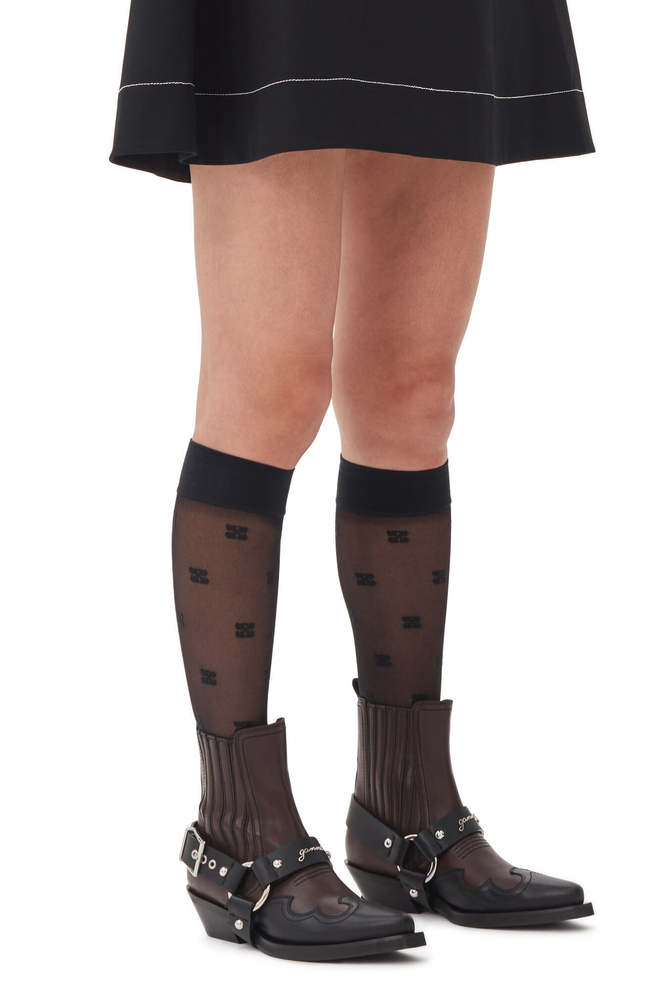 Ganni Chelsea Western Boots In Black