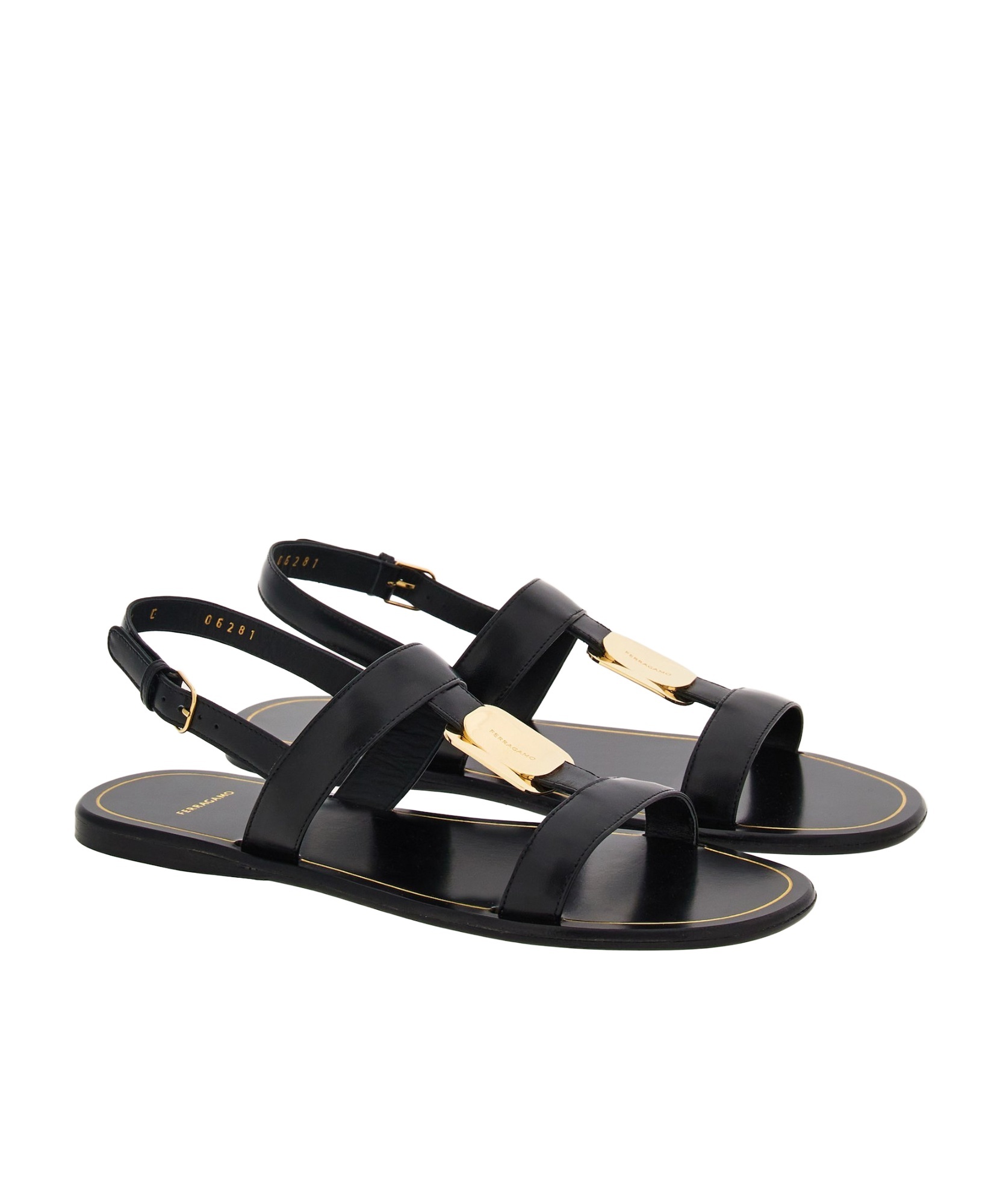 Ferragamo Capri Nappa Leather Flat Sandals With Vara Bow In Black