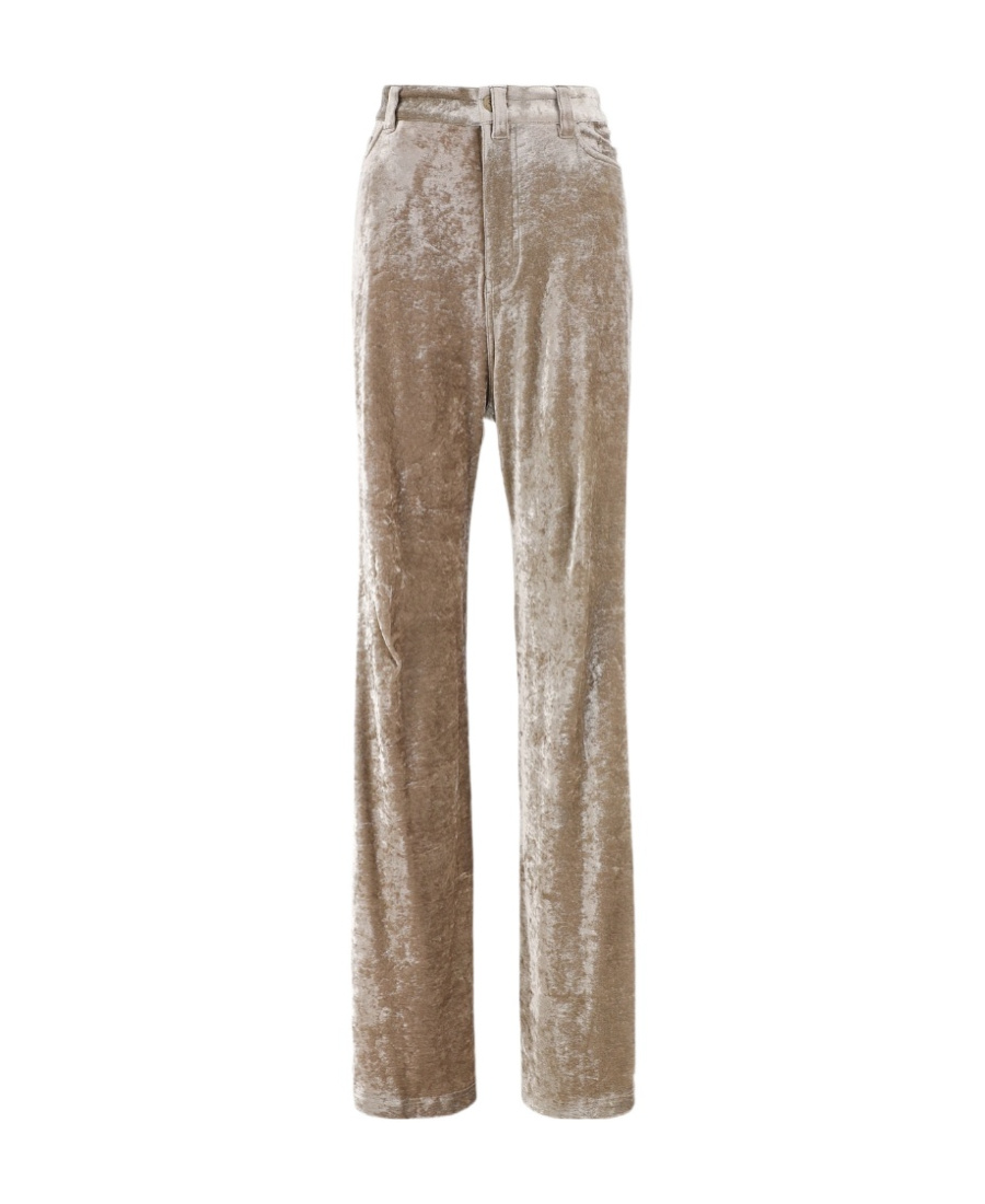 Balenciaga Velvet Wide Leg Trousers In Nude