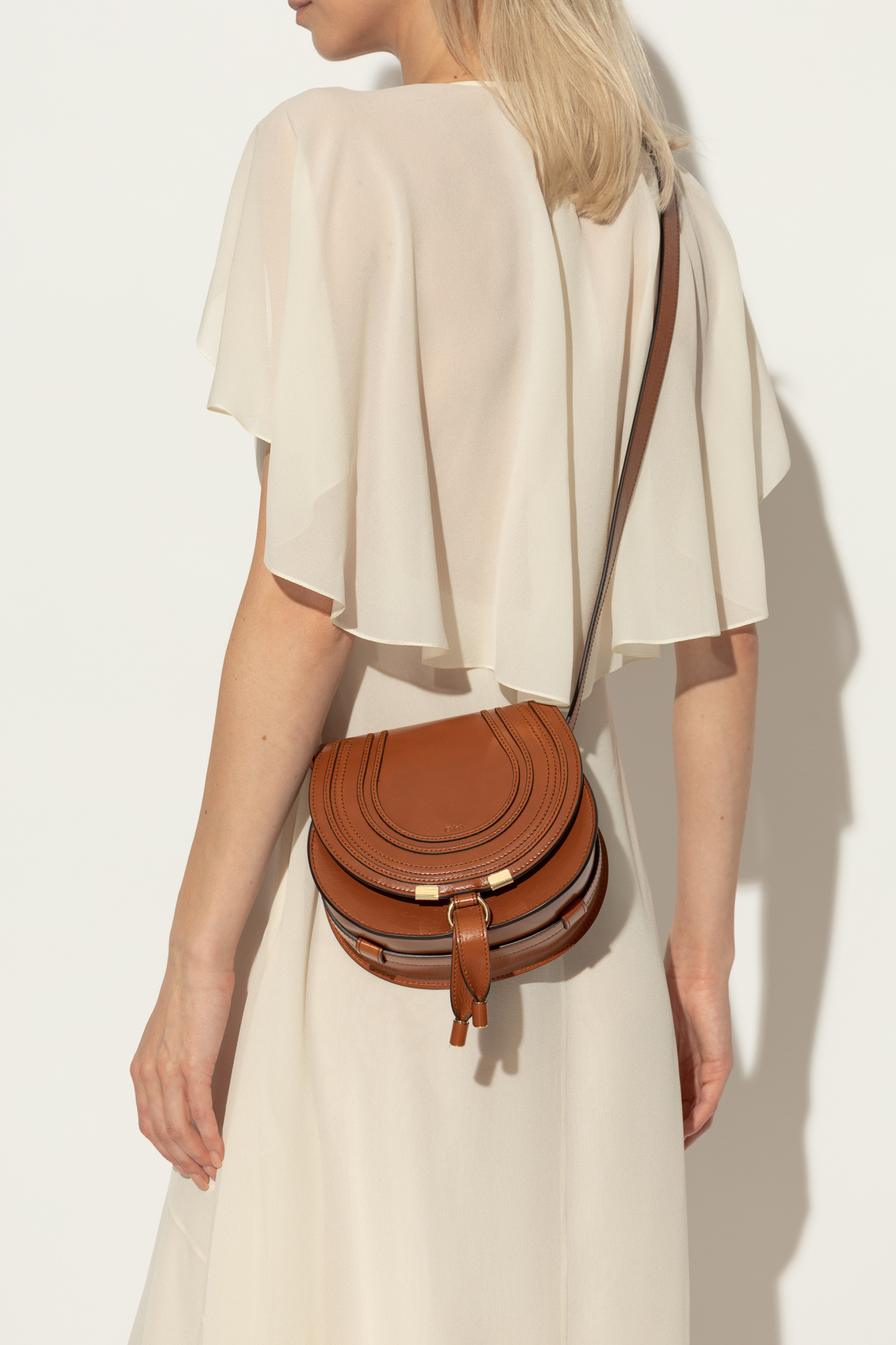 Shop Chloé Small Marcie Leather Saddle Bag In Brown