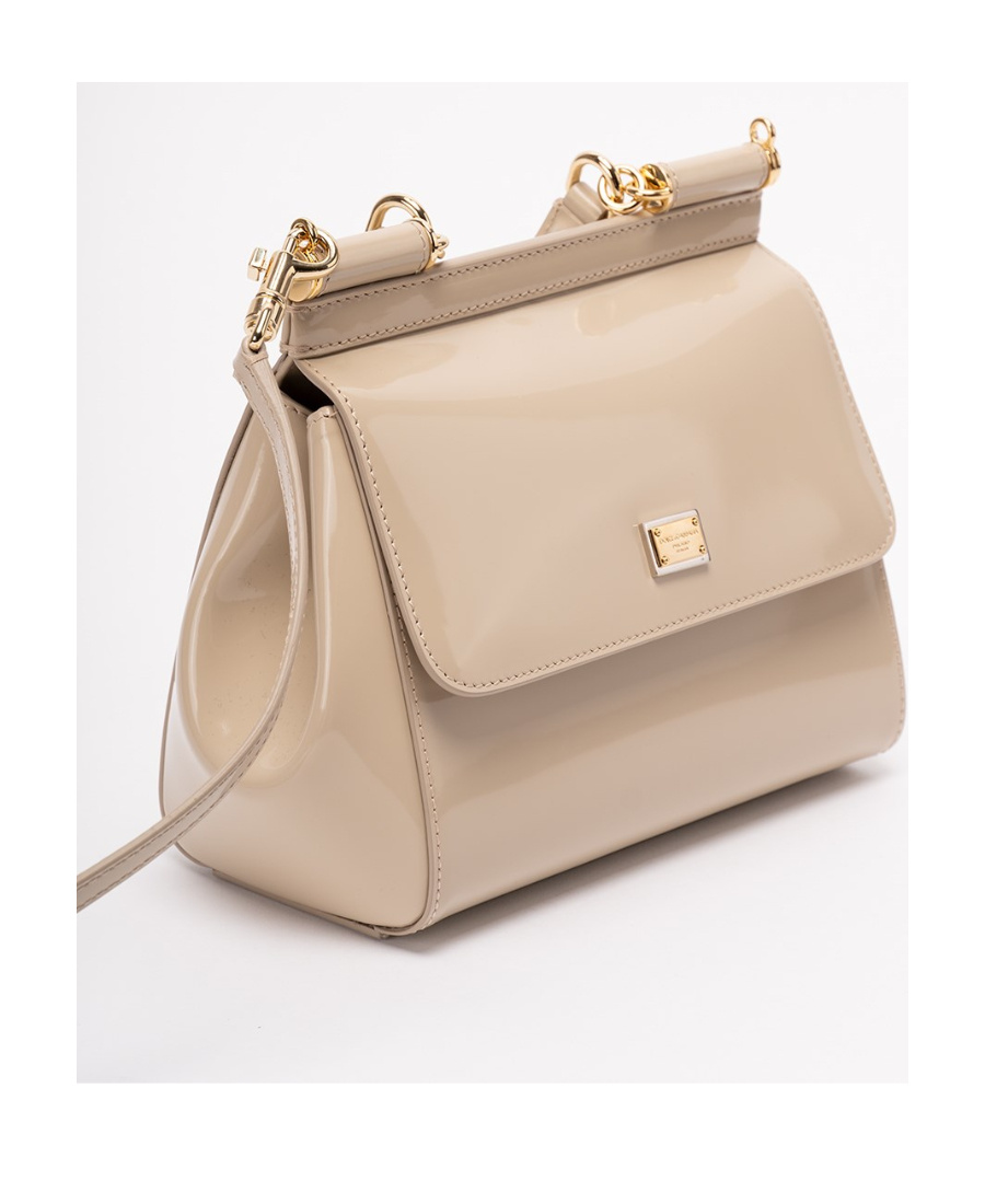 Dolce & Gabbana Small Sicily Patent-leather Tote Bag In Nude