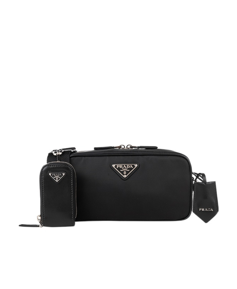 Prada Triangle Logo Cross-body Bag In Black