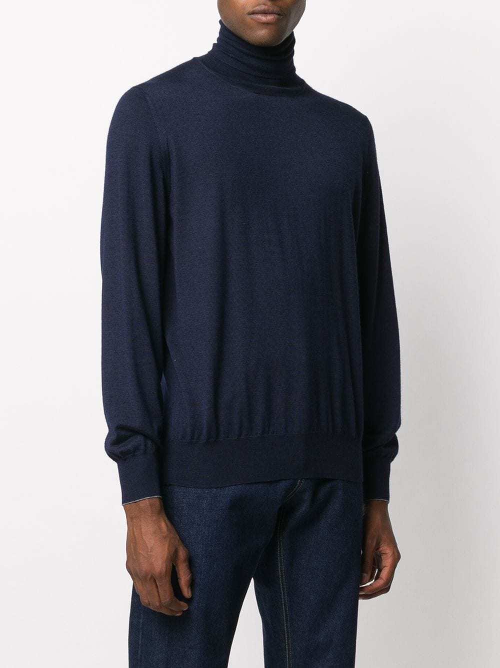Brunello Cucinelli Knit Turtleneck Sweater Ribbed Cuffs In Black