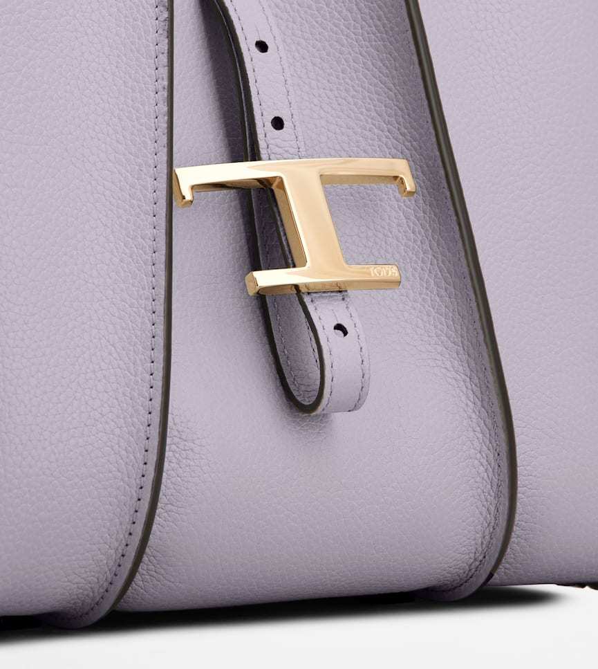 Tod's T Timeless Mini Leather Shopping Shoulder Bag In Gray