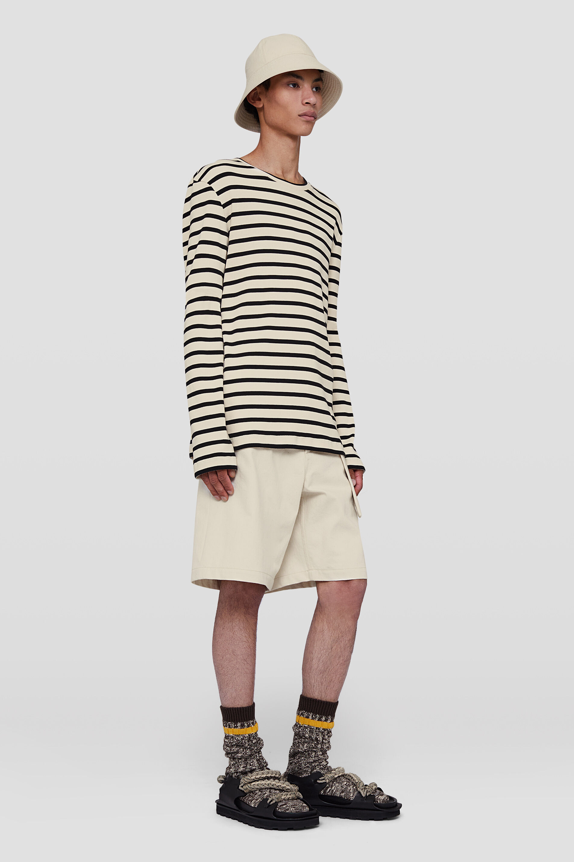 Jil Sander Horizontal Stripe-print Sweatshirt In Nude