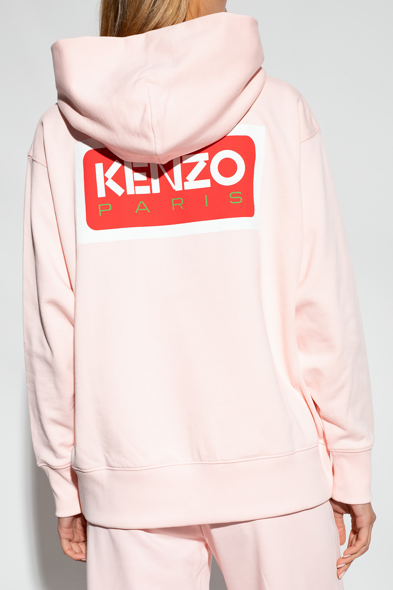 Kenzo Logo-embroidered Cotton Hoodie In Pink