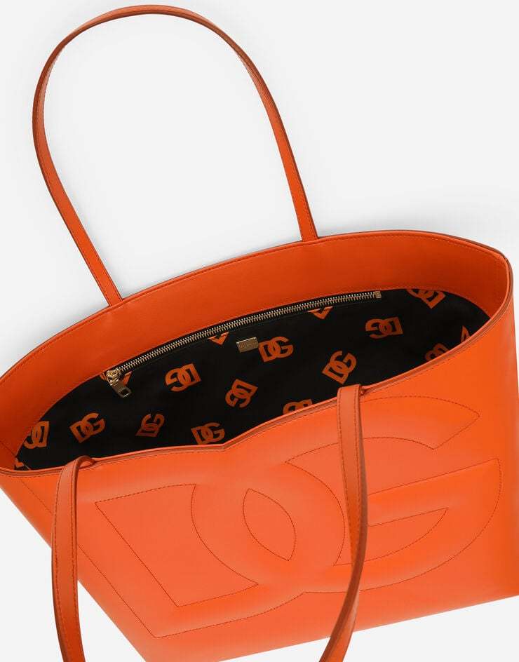 Dolce & Gabbana Embossed-logo Tote Bag In Orange