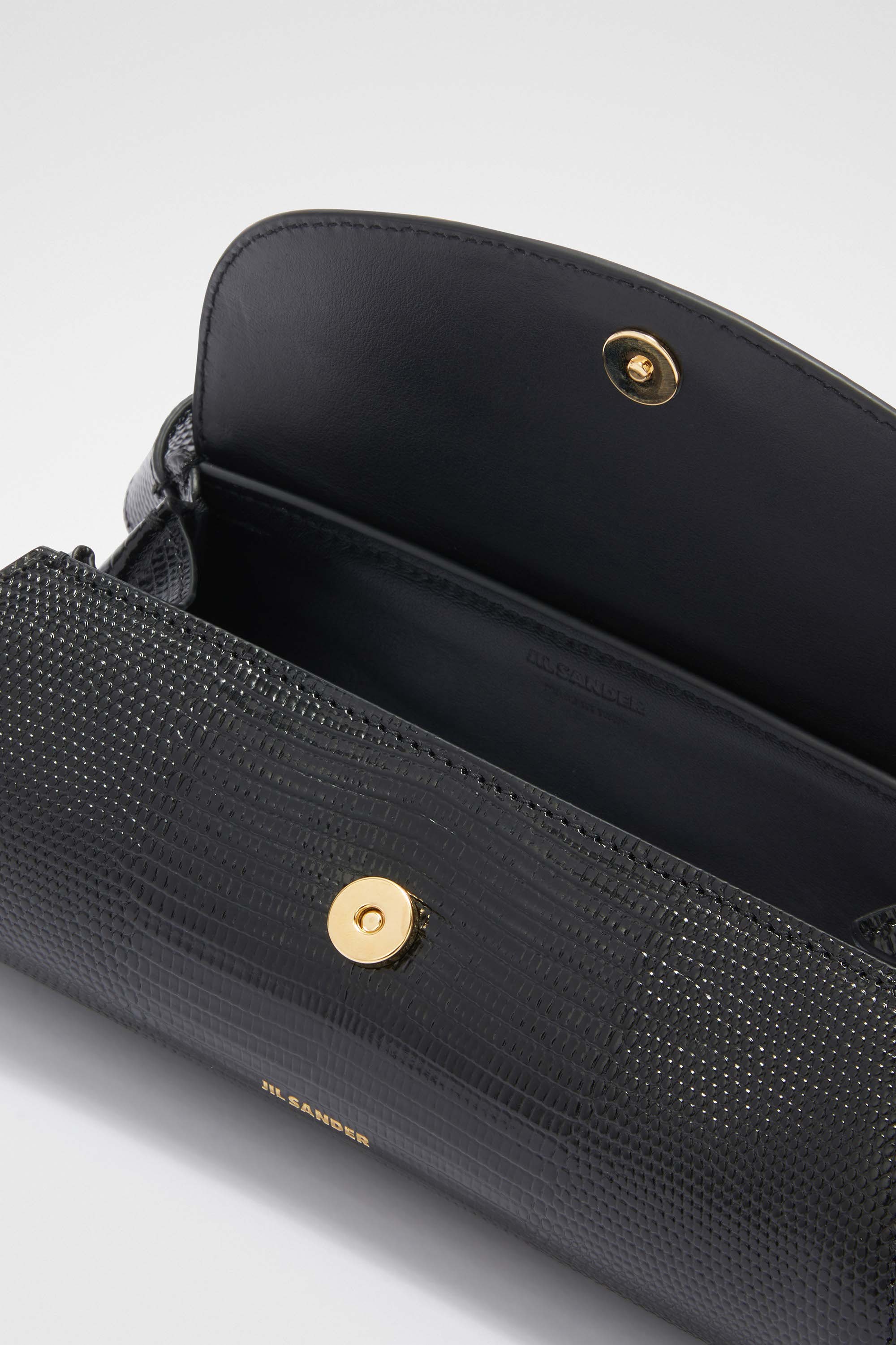 Jil Sander Large Cannolo Foldover Top Shoulder Bag In Black