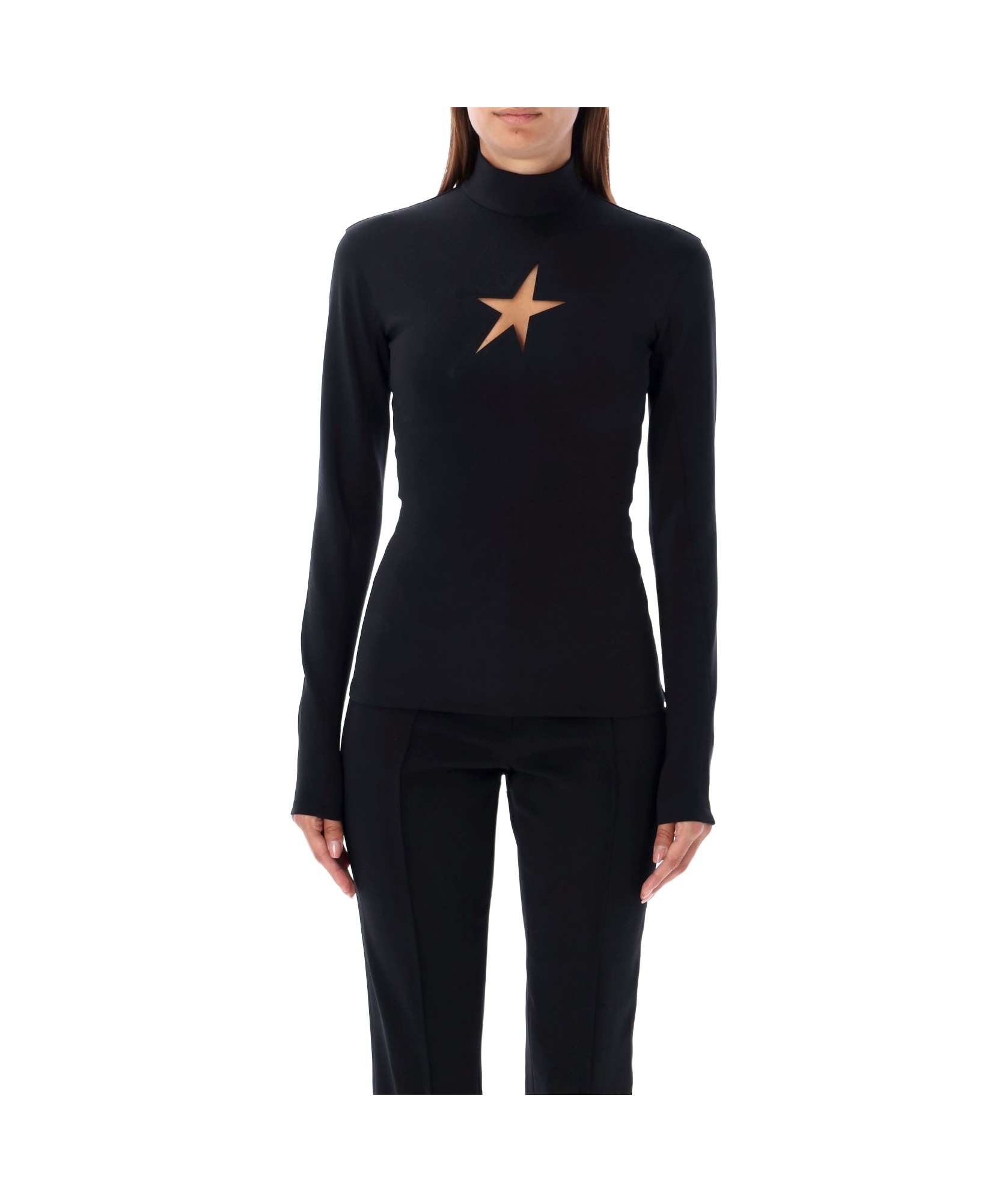 Mugler Long-sleeved Star Top For In Black