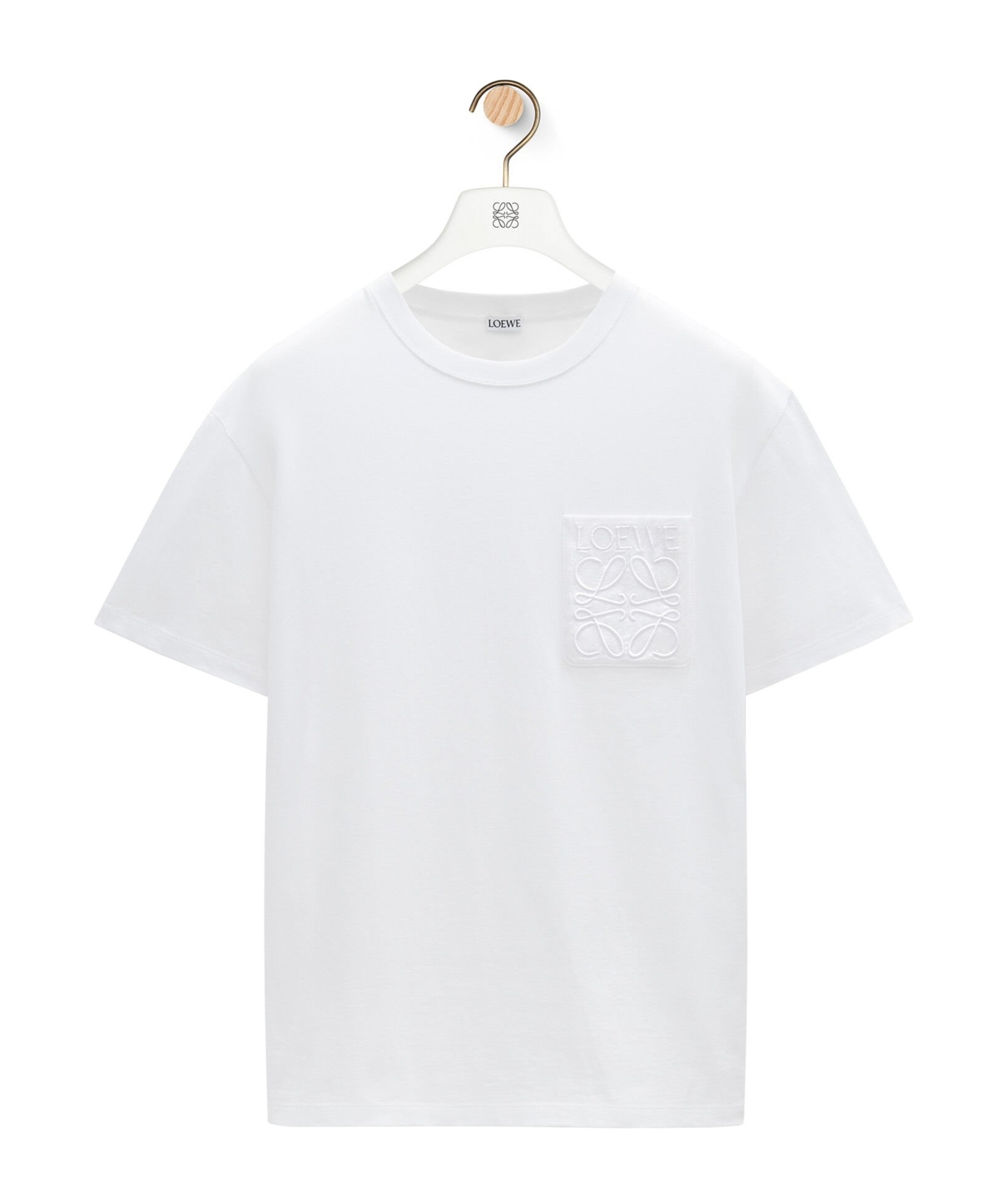 Loewe Anagram Debossed Crewneck Short Sleeve Cotton T-shirt In White
