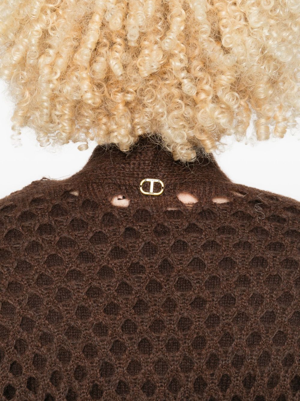 Twinset Button-front Open-knit Cardigan In Brown