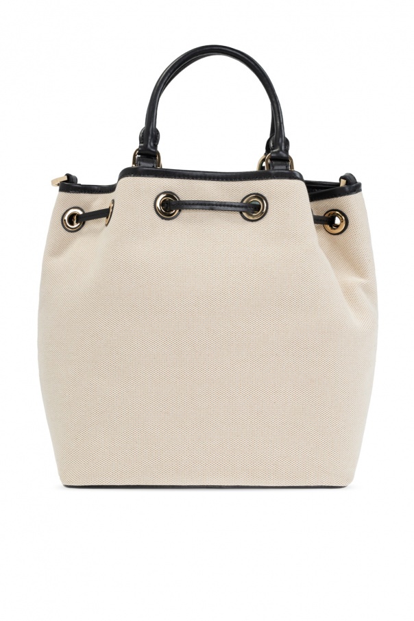 Michael Michael Kors Two-tone Leather-trim Bucket Bag In Nude