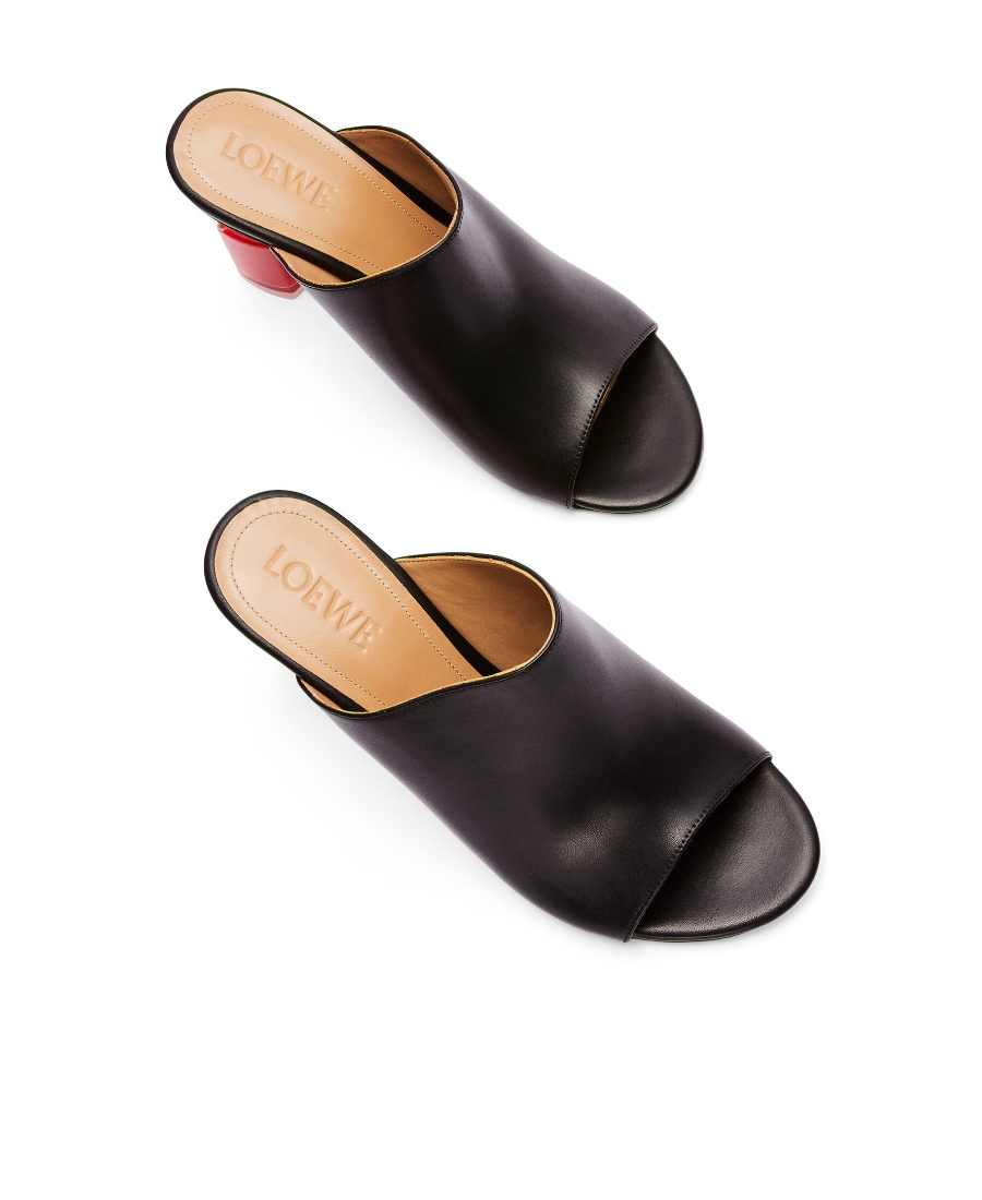 Loewe Nail Polish-heel 80 Leather Mules In Black