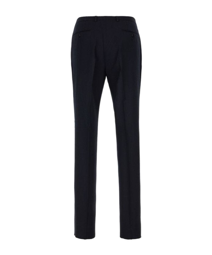 Shop Zegna Pressed-crease Tapered Trousers In Black