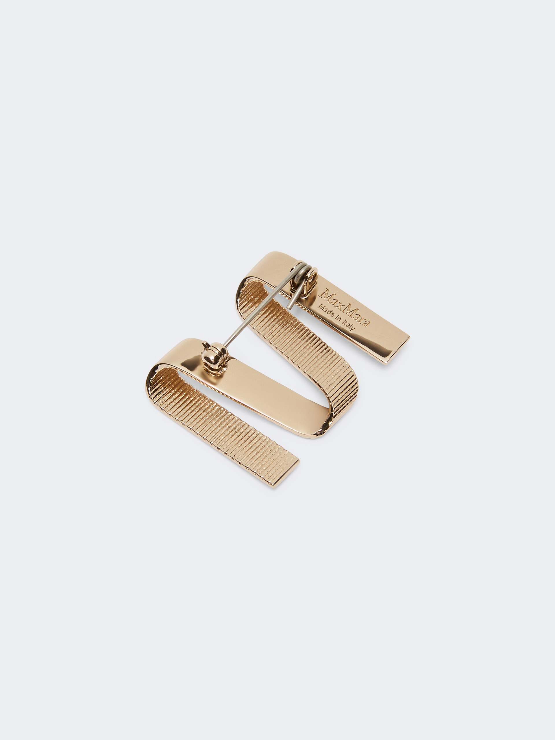 Max Mara Metal M Brooch In Neutral