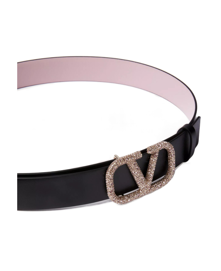 Valentino Vlogo Signature Reversible Shiny Calfskin Belt - 30mm / 1.2 In. In Pink