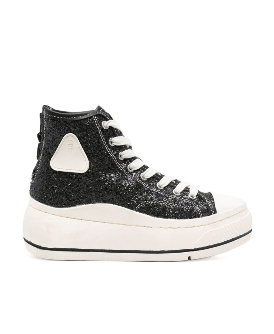 R13 Kurt Glittered Platform Sneakers In Black