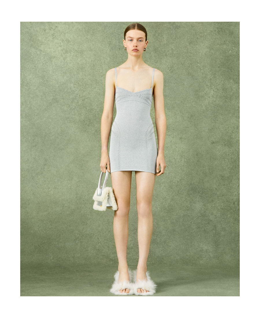Jacquemus Fiesta Glitter Dress In Gray