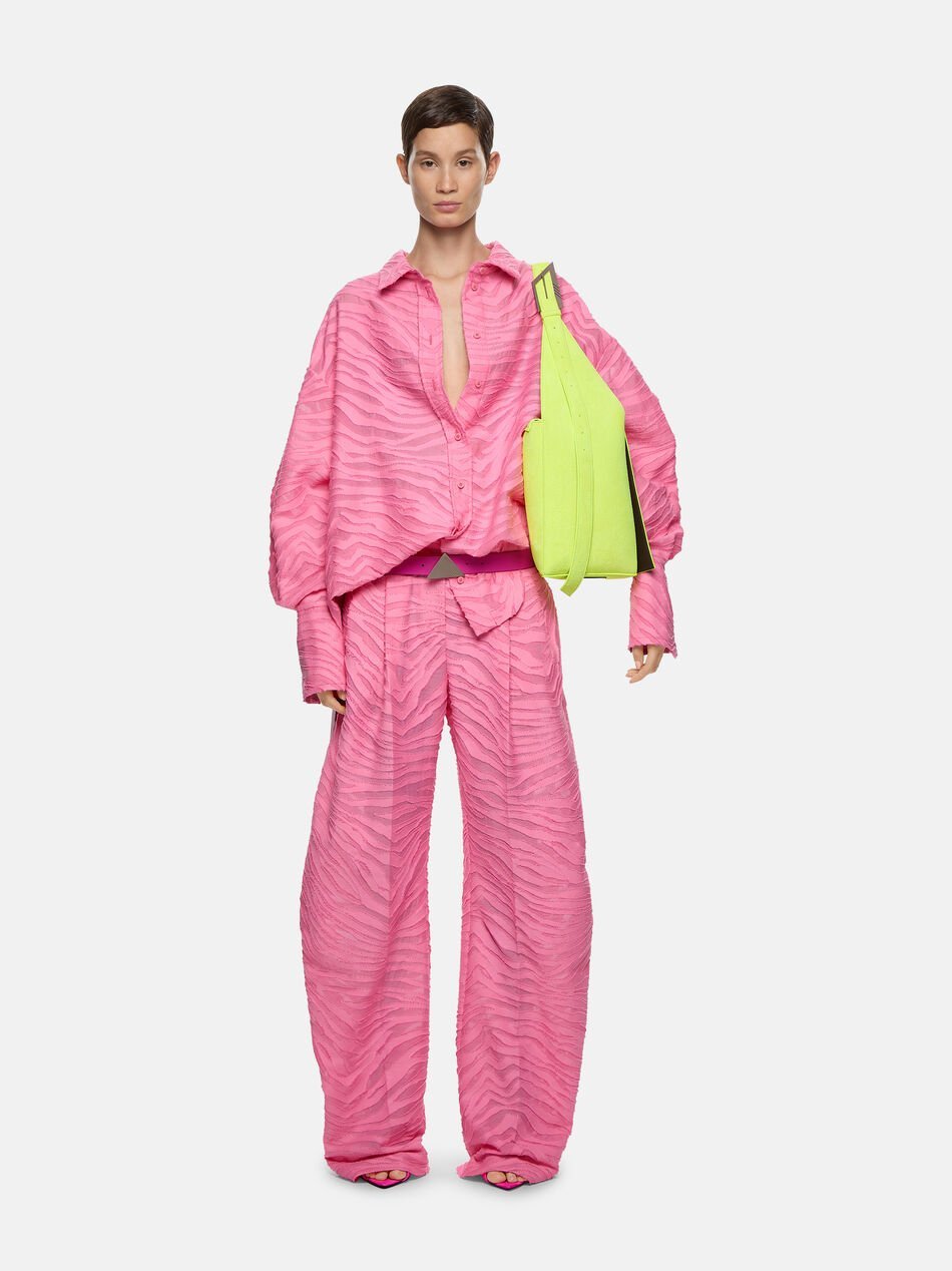 Shop Attico The Gary Zebra-pattern Wide-leg Trousers In Pink