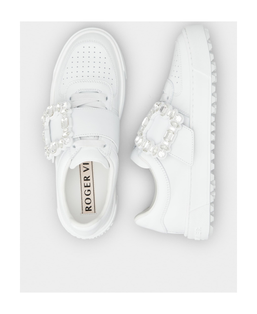 Shop Roger Vivier Embellished Buckle Sneakers In White