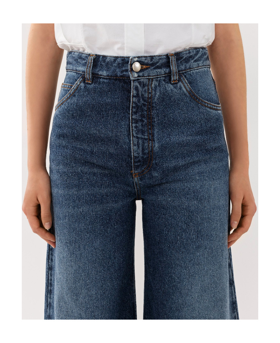 Chloé Chloe' Wide Leg Denim Jeans In Black