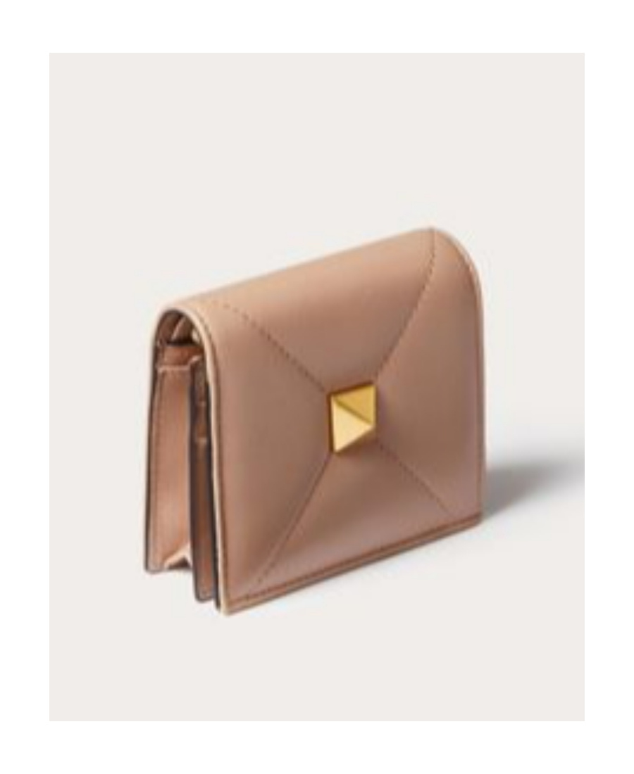 Valentino Small Roman Stud Wallet In Nude