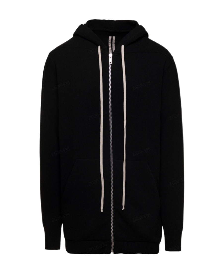 Rick Owens Cashmere Knitted Longline Hoodie In Black