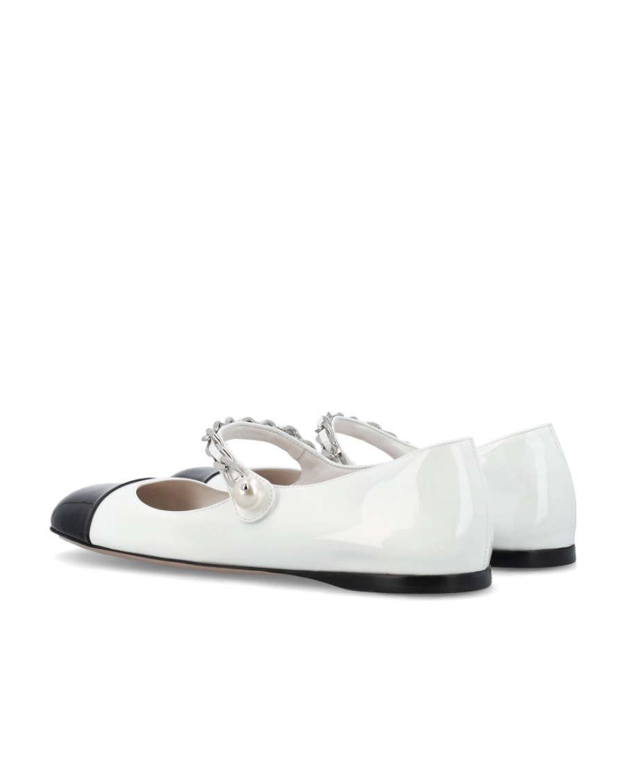 Miu Miu Ballerines En Cuir Vernis In White