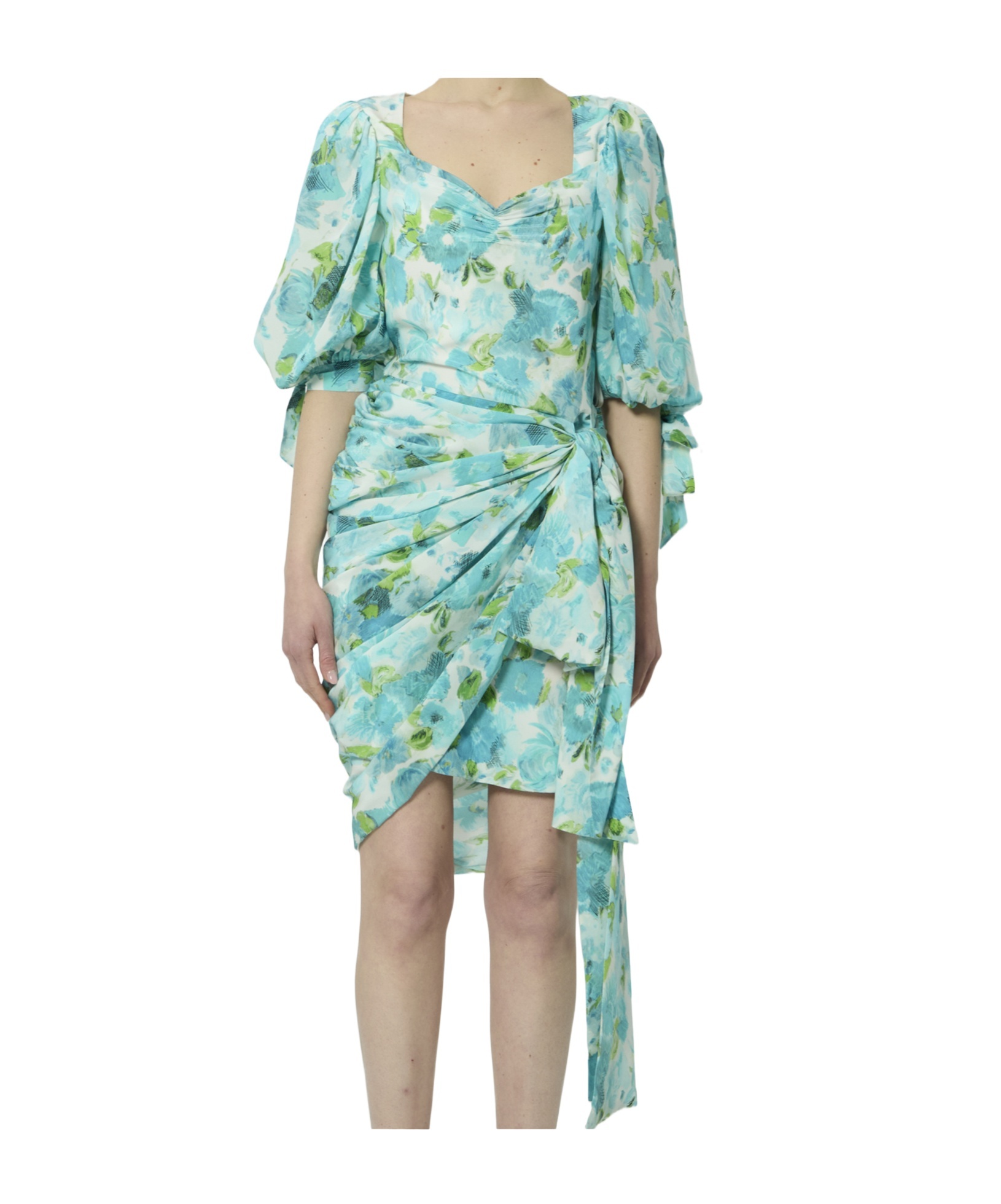 Chloé Printed Silk Midi Dress In Blue