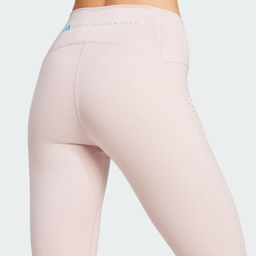 Adidas By Stella Mccartney Logo-print Perforated Leggings In Pink