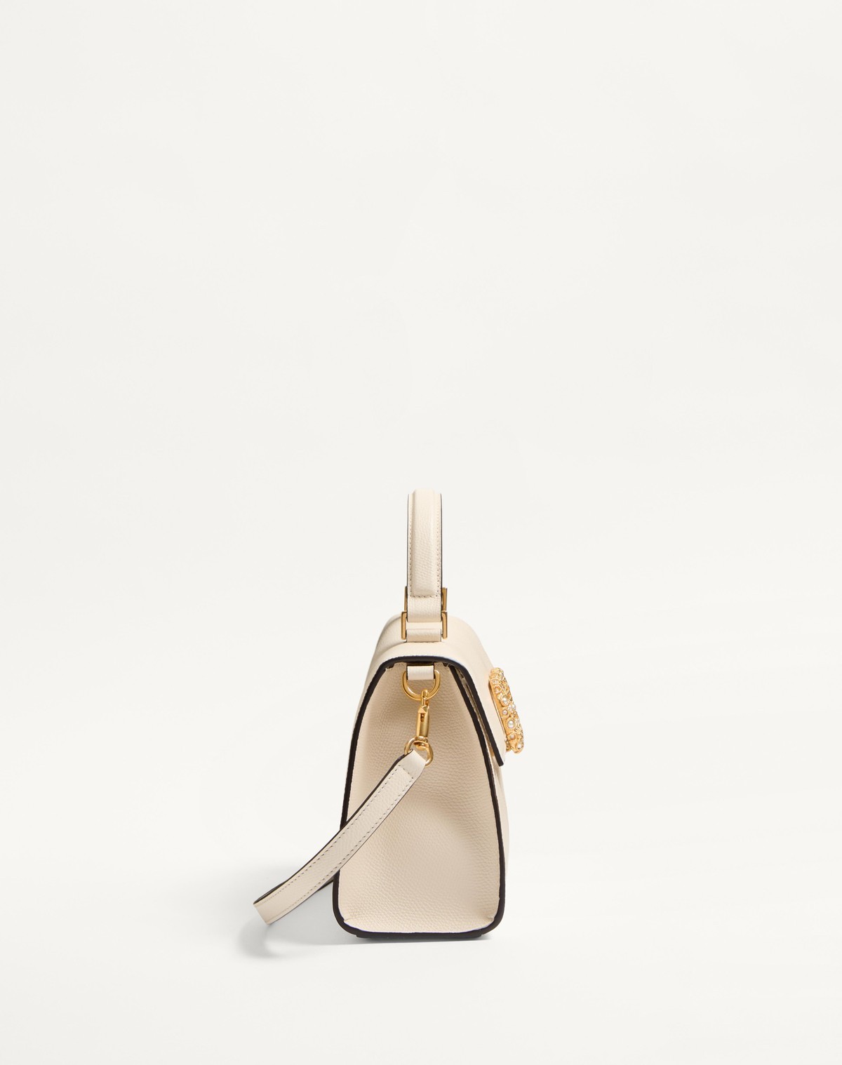 Valentino Garavani Garavani Vsling Small Handbag In Grainy Calfskin With Jewel Logo Woman Ivory Uni In White