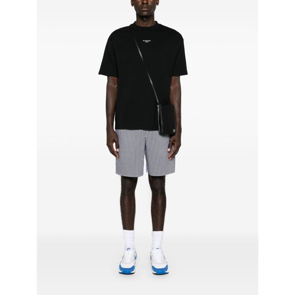 Drôle De Monsieur Black Classic Nfpm T-shirt With Logo Print In Cotton Blend Man In Black