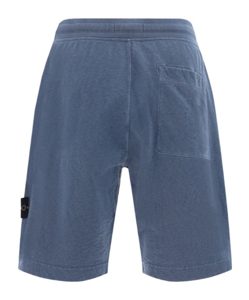 Stone Island Elasticated Waistband Patch Pocket Shorts Side Pockets In Blue