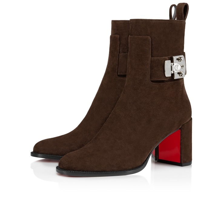 Christian Louboutin Booty Lock Suede Heeled Boots 70 In Black
