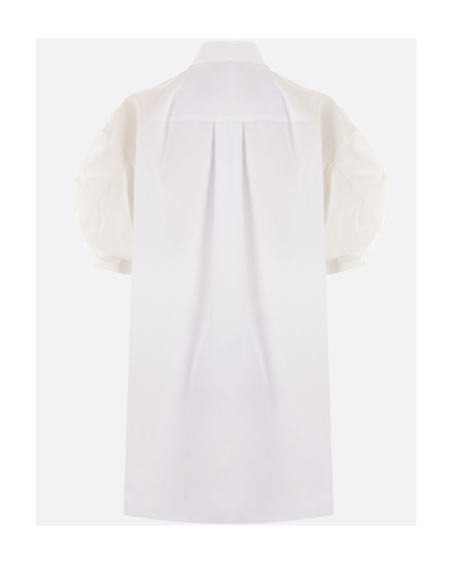 Sacai Puff-sleeve Poplin Minidress In White