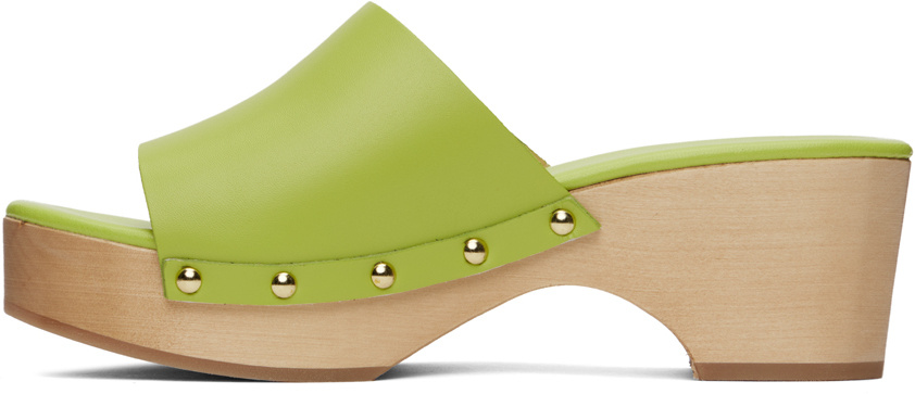Aeyde Bobbie Rivet Detail Sandals In Green