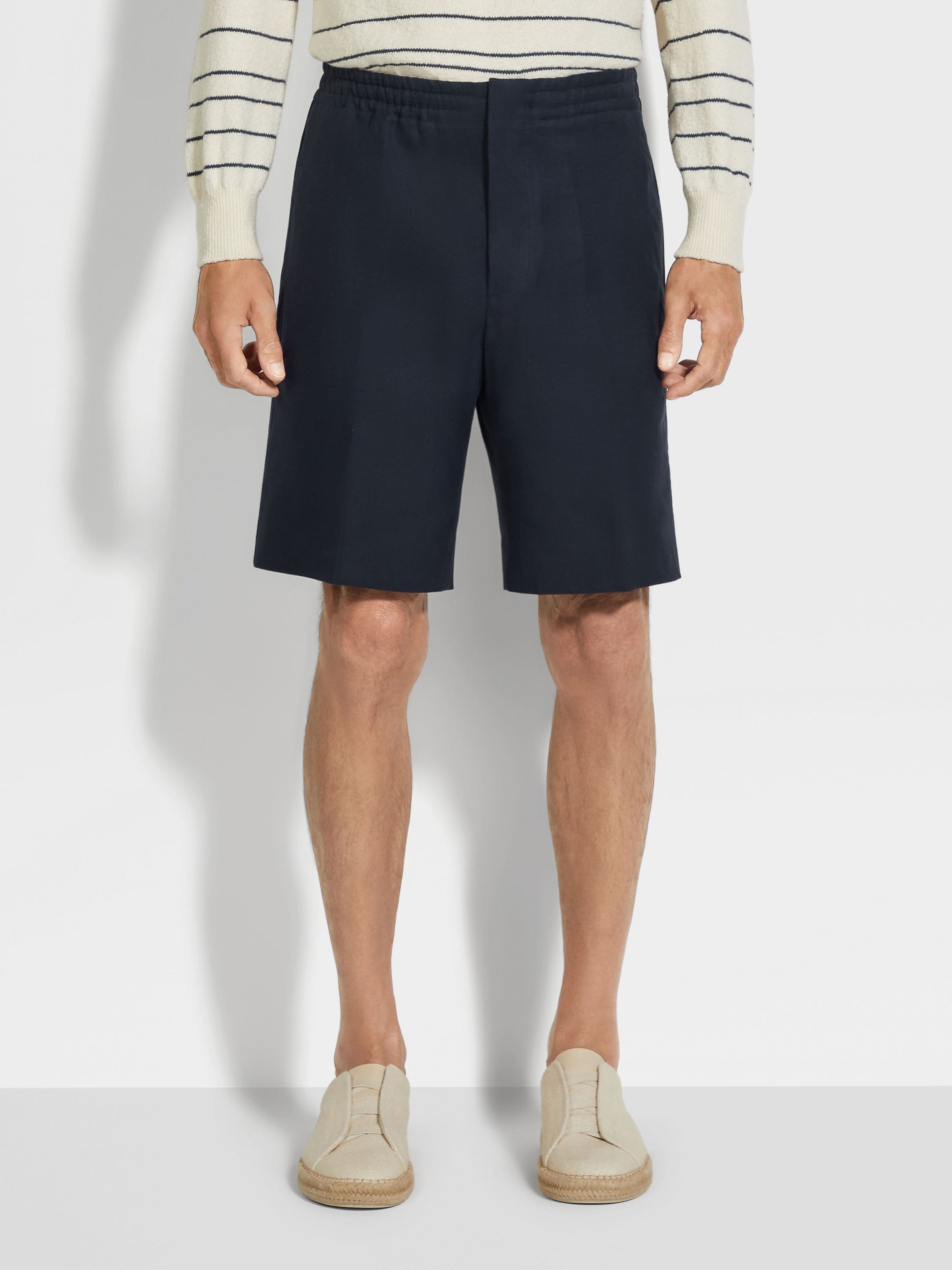 Shop Zegna Oasi Shorts In Navy Blue