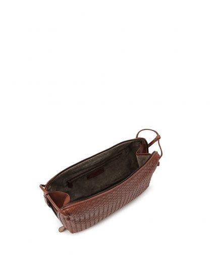 Bottega Veneta Woven Pattern Shoulder Bag In Brown