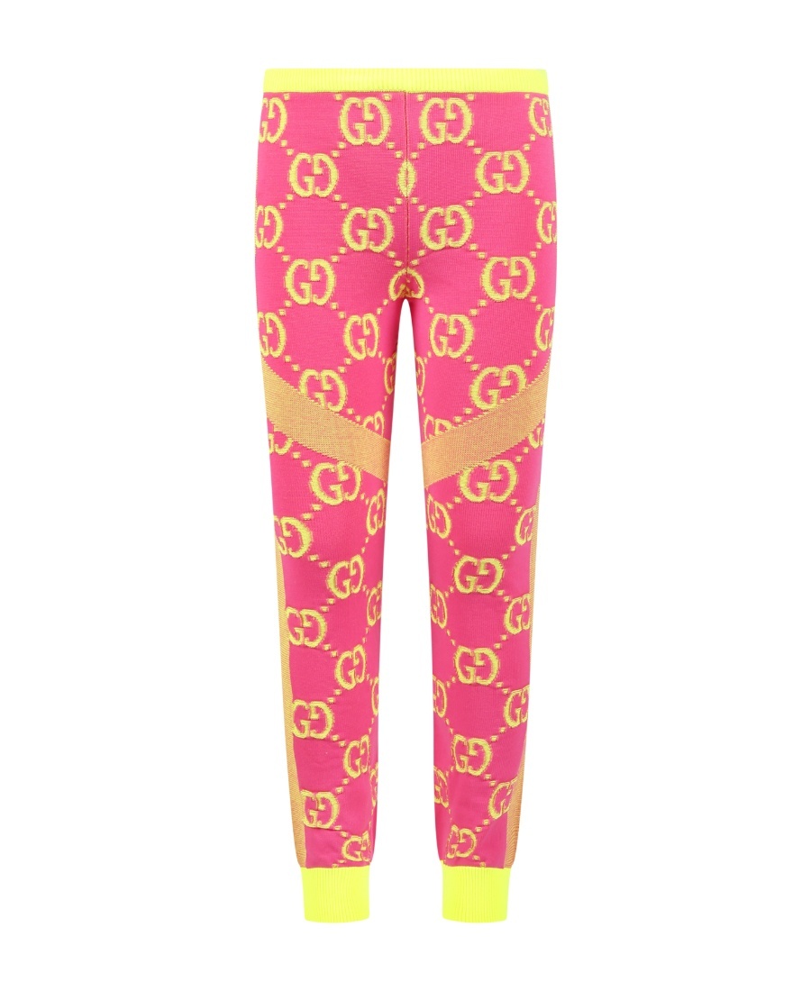 Gucci Gg Damier-jacquard Leggings In Red