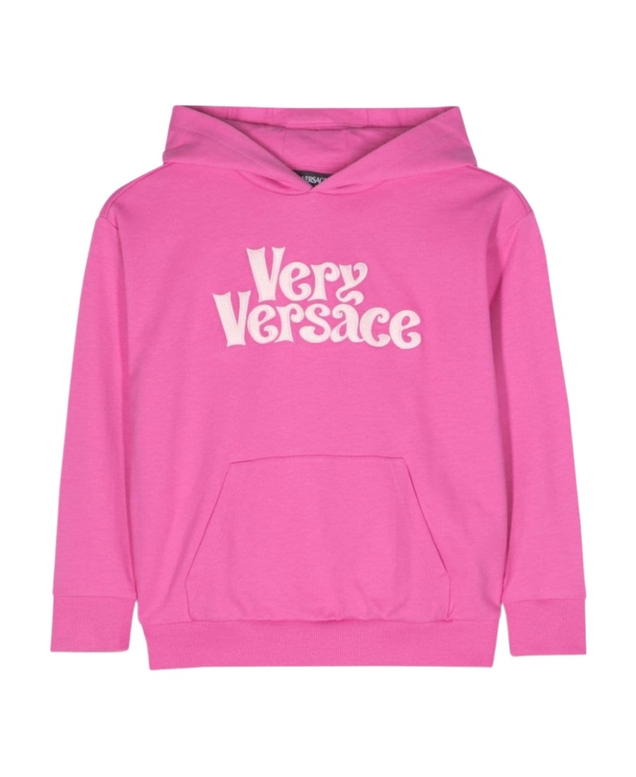Versace Logo-print Cotton Hoodie In Pink