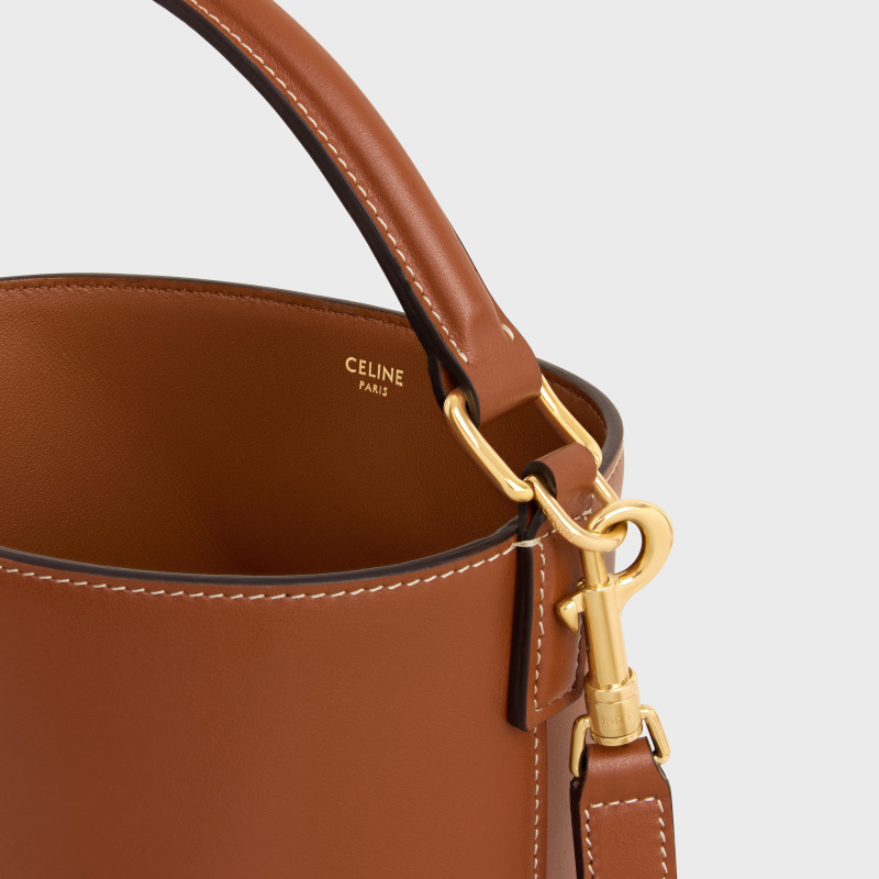 Celine Louise Medium Leather Bucket Bag In Brown