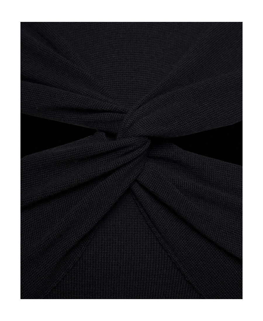 Coperni Black Mini Dress With Mock Neck And Twisted Cut-out In Wool Woman In Black