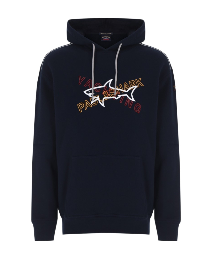 Paul & Shark Logo Hooded Sweater In Black