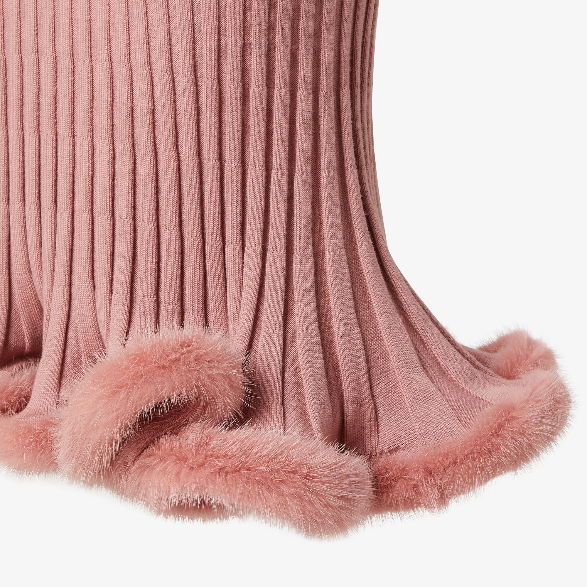 Fendi Stretch Wool Blend Dress With Ruffled Hem In Pink