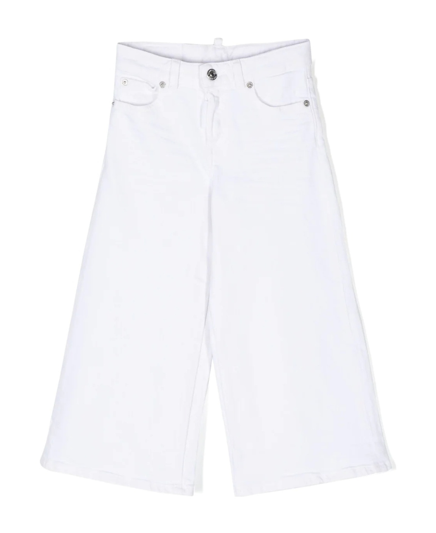 Dsquared2 Wide-leg Cotton Trousers In White