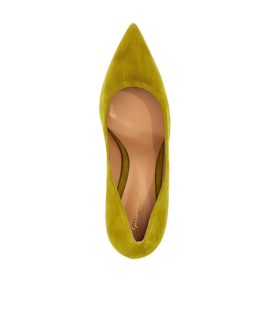 Gianvito Rossi Pointed Toe Suede Pumps With Single Sole In Green