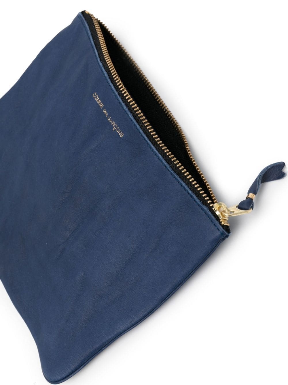 Comme Des Garçons Wallet Logo Printed Zip-up Pouch In Blue