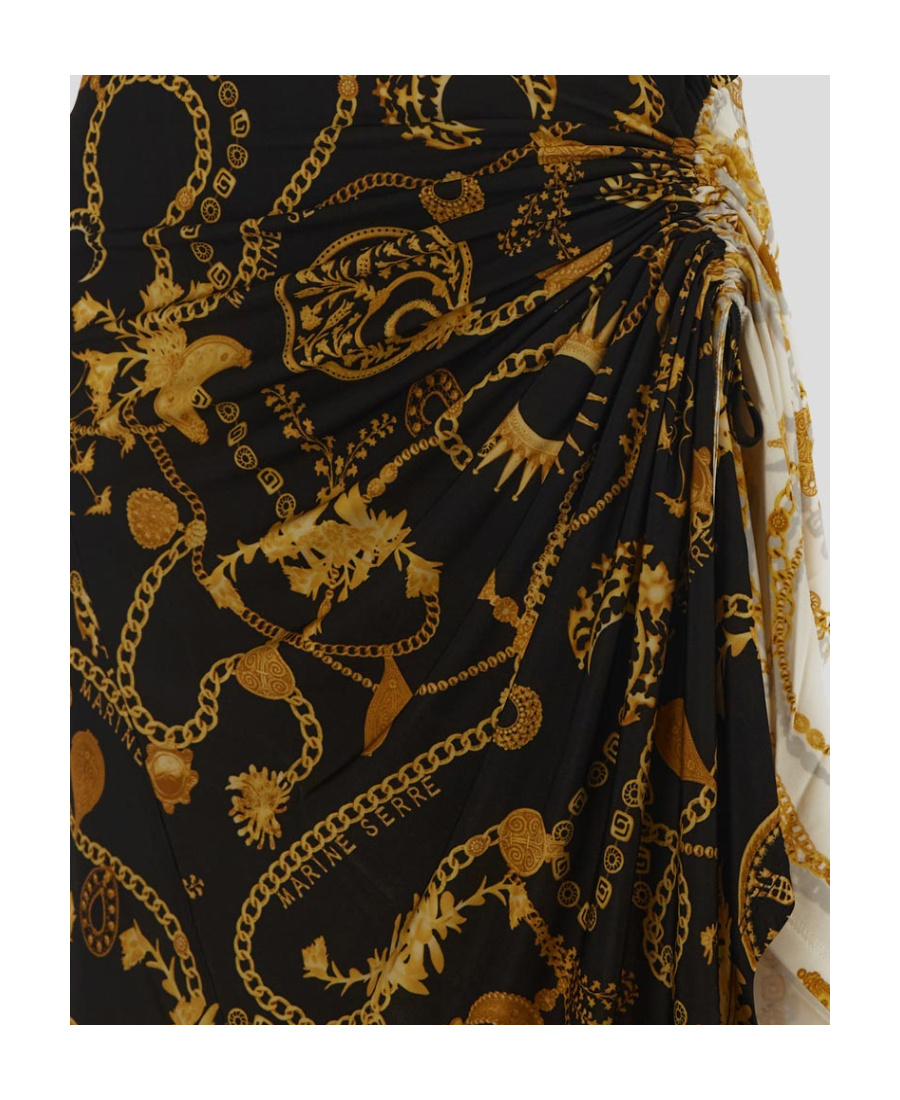 Marine Serre Ornament Jewellery-print Midi Skirt In Black